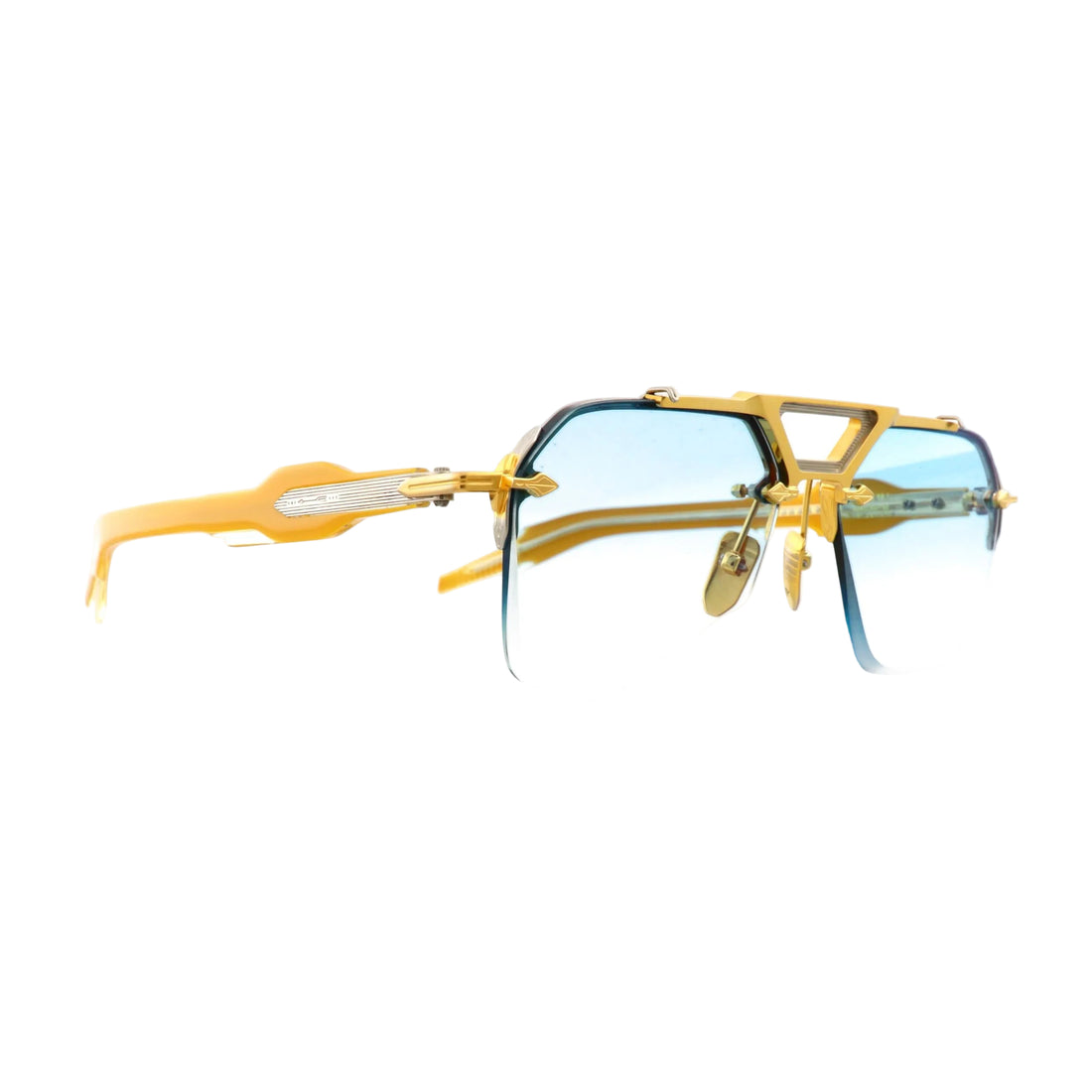 Jacques Marie Mage Silverton sunglasses with gold front, new with tags, featuring stylish eyewear design and sleek frame details.