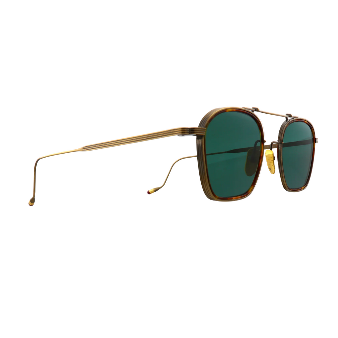 Jacques Marie Mage Baudelaire sunglasses in antique gold with front view, new with tags, stylish eyewear for men and women.