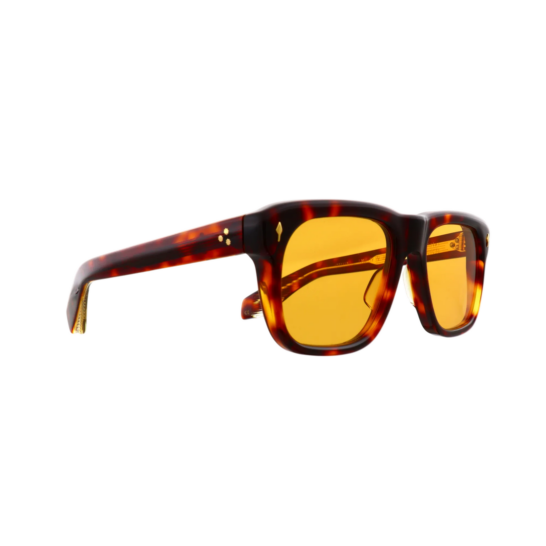 Front view of Jacques Marie Mage Yves Agar sunglasses with tags, featuring sleek, modern design and dark tinted lenses.