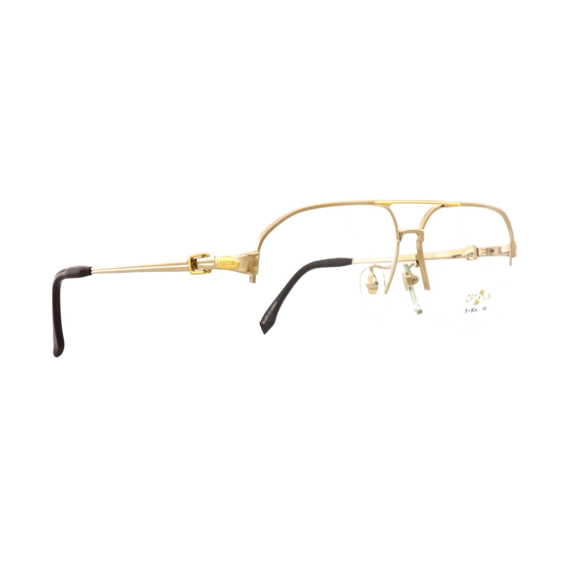 Optosun sunglasses model 15-9041 in gold with side view, showcasing stylish frame and tinted lenses for UV protection.