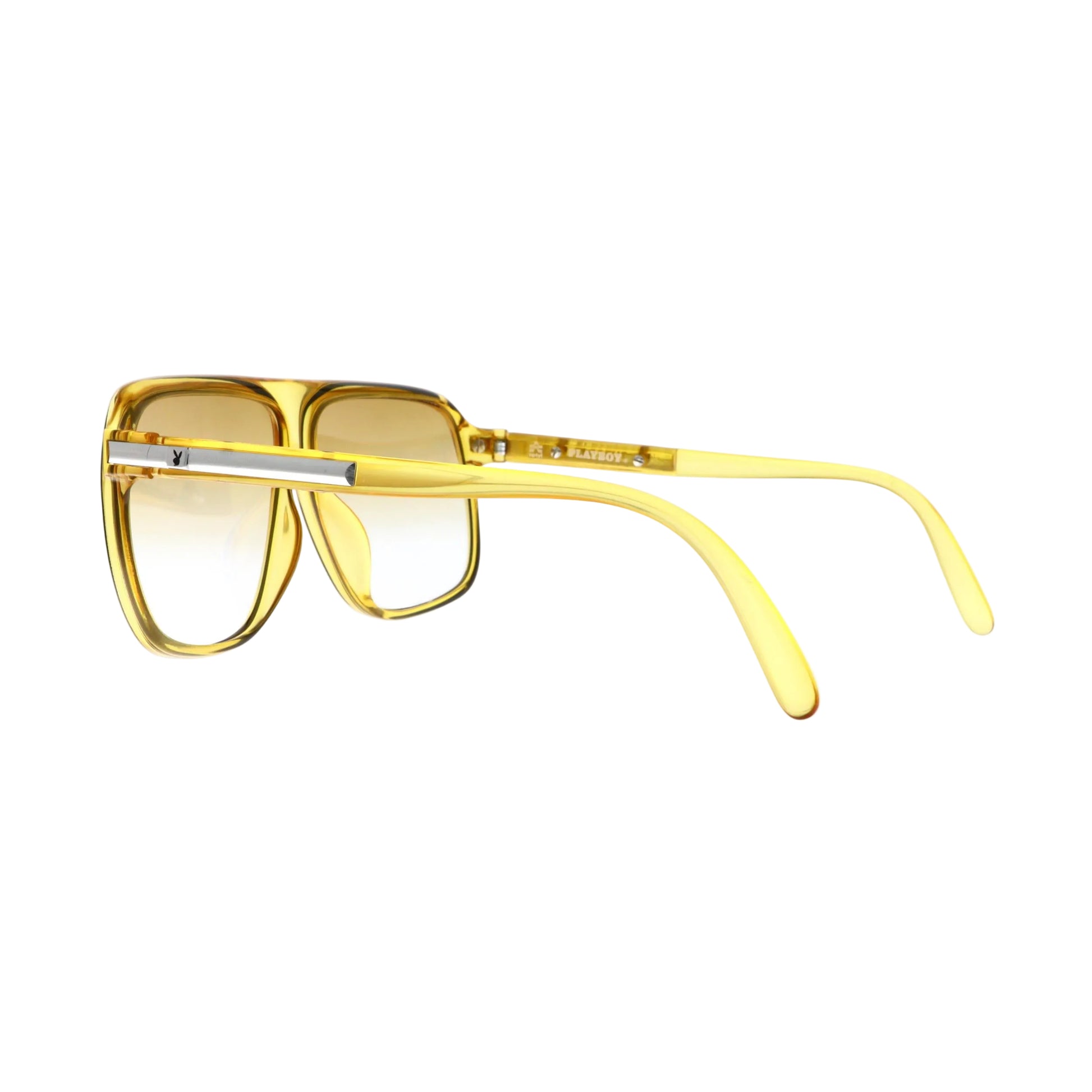 Gold Playboy sunglasses model 4542A with black temples and tinted lenses, stylish and trendy eyewear for men.