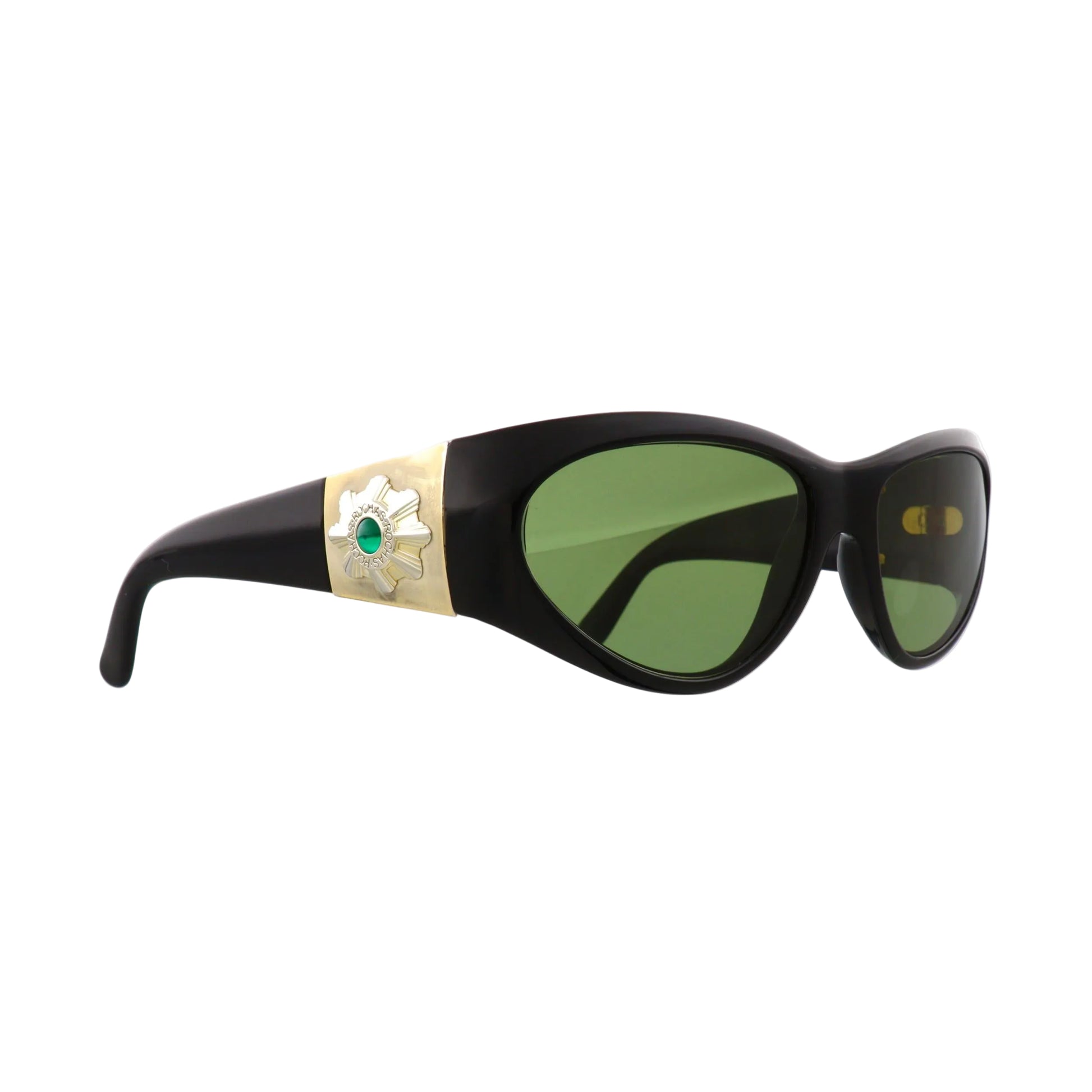 Rochas Paris sunglasses model 9031 with green lenses, stylish frame, and side view, showcasing modern eyewear design.