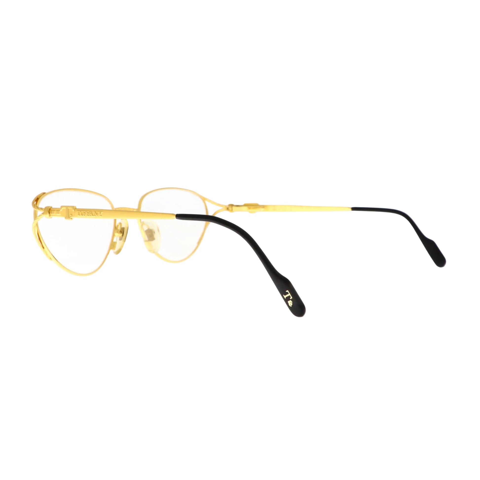 Tiffany Lunettes T360 sunglasses with gold frame and dark tinted lenses, stylish eyewear for sun protection.