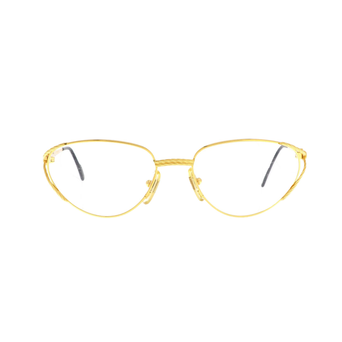Tiffany Lunettes T360 sunglasses with gold front and dark lenses, stylish eyewear featuring sleek design and brand logo.